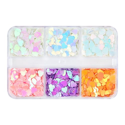 Nagel Glitzer Flocken | 6 Farben Holografische Herz Glitzer Flocken Für Nägel | Holographische Konfetti Maniküre Kunst Acryl Japanische Deko Applikationen Für Gesicht Körper Date Nagel Glitzer Flocken | 6 Farben Holografische Herz Glitzer Flocken Für Nägel | Holographische Konfetti Maniküre Kunst Acryl Japanische Deko Applikationen Für Gesicht Körper Date von Generisch