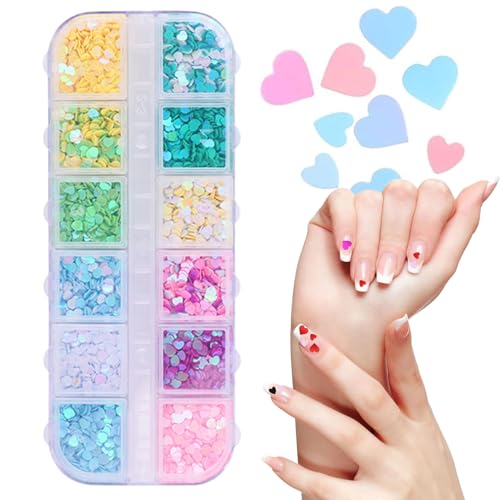 Nagel Glitzer Pailletten - Dekorative Fingernagel Elemente | Wasserdichte Herzförmige Glitzer Verzierungen für Festlichkeiten, Hochzeiten und Auftritte mit Langlebigkeit Nagel Glitzer Pailletten - Dekorative Fingernagel Elemente | Wasserdichte Herzförmige Glitzer Verzierungen für Festlichkeiten, Hochzeiten und Auftritte mit Langlebigkeit von Generisch