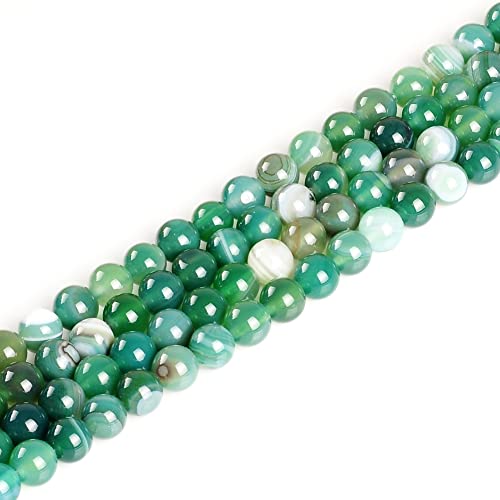 Natürliche Kristallperlen, 6 mm, grüne Streifen, Onyx-Achat, Edelstein, rund, lose Energieheilperlen für Armbänder, Halsketten, Ohrringe, Schmuckherstellung, 62 Stück Natürliche Kristallperlen, 6 mm, grüne Streifen, Onyx-Achat, Edelstein, rund, lose Energieheilperlen für Armbänder, Halsketten, Ohrringe, Schmuckherstellung, 62 Stück von Generisch