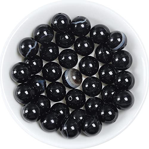 Natürliche Kristallperlen, 6 mm, schwarze Streifen, Onyx-Achat, Edelstein, rund, lose Energieheilperlen für Armbänder, Halsketten, Ohrringe, Schmuckherstellung, 62 Stück Natürliche Kristallperlen, 6 mm, schwarze Streifen, Onyx-Achat, Edelstein, rund, lose Energieheilperlen für Armbänder, Halsketten, Ohrringe, Schmuckherstellung, 62 Stück von Generisch