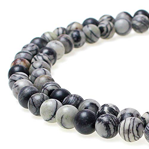Natursteinperlen, schwarz, Netzwerkstein, rund, lose Perlen für Schmuckherstellung, DIY, Armband, Halskette, 8 mm Natursteinperlen, schwarz, Netzwerkstein, rund, lose Perlen für Schmuckherstellung, DIY, Armband, Halskette, 8 mm von Generisch