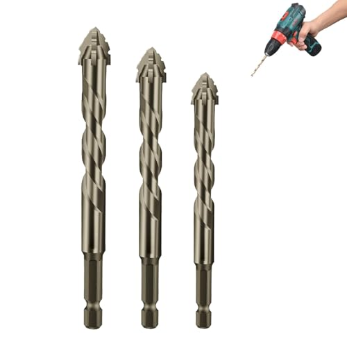 New Four-Flute Eccentric Drill Bit, High Hardness, Upgraded Eccentric Four-Flute Drill Bit for Ceramic, Glass, Marble, Wood and Metal(6+8+10mm) von Generisch