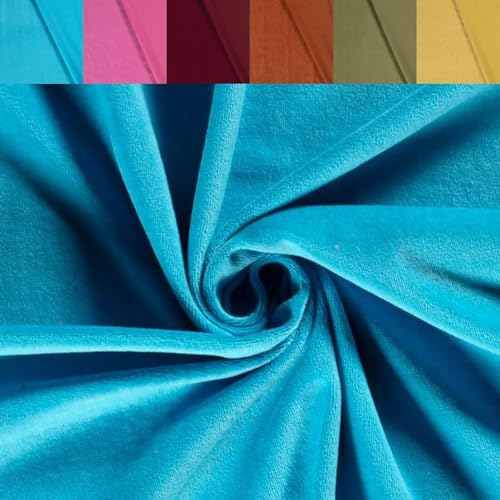 Nicki Stoff Meterware - Samtstoff stretchig - weicher Fleece - Nicky Velour - Nikistoff - Velourstoff - kuschelig weich *Ab 50cm, Farbe: 004 aqua von Generisch