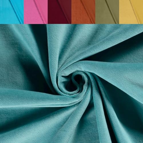 Nicki Stoff Meterware - Samtstoff stretchig - weicher Fleece - Nicky Velour - Nikistoff - Velourstoff - kuschelig weich *Ab 50cm, Farbe: 023 seeblau von Generisch