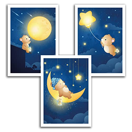 Niedliche Bärenposter Schlafenszeit – Kinderposter Wandbild Kinderzimmer Babyzimmer Geschenk Idee Qualitativer Bilderdruck ohne Rahmen DIN A4, 210 x 297 month von Generisch