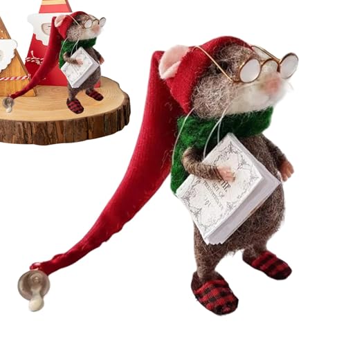 Niedliche Nadelfilz Maus, Handgemachte Winter Weihnachts Nadelmaus, Süße Nadelgefilzte Maus | Wollfilz Weihnachtsmäuse Plüschtier, Nadelfilz Mäuse Dekorationen Für Christbaumschmuck von Generisch