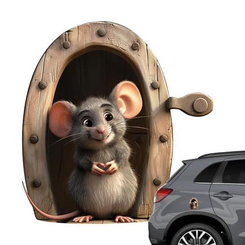 Niedliche Tier-Wandaufkleber, 3D-gedruckte Tiermäuse - Cartoon 3D-Mäuse im Loch-Aufkleber,Aufkleber „Mäuse im Loch“, selbstklebender, lustiger Aufkleber zum einfachen Abziehen und Aufkleben für Schlaf von Generisch