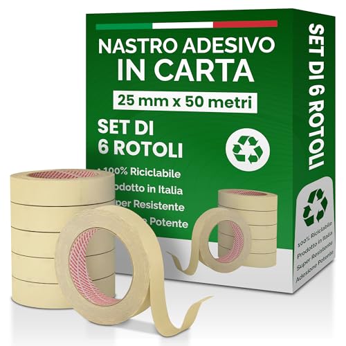 Nipa | Set 6 Rollen Profi Abdeckband 25 mm x 50 m - hochwertiges Klebeband für Maler, Lackierung, Oberflächenschutz, DIY, langlebig und präzise von Generisch