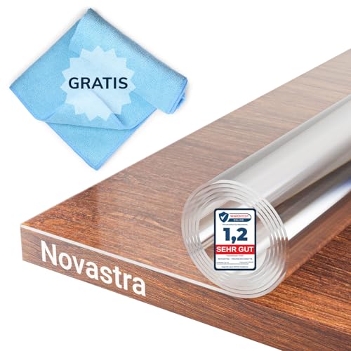 Novastra Tischfolie 2mm + MIKROFASERTUCH, Transparente Schutzmatte,Tischdecke abwaschbar, Tischschutz – Einfache Pflege, Kratz- und Reißfest, Küche, Wohnzimmer, Garten (Länge 100cm, Breite 60cm) von Generisch