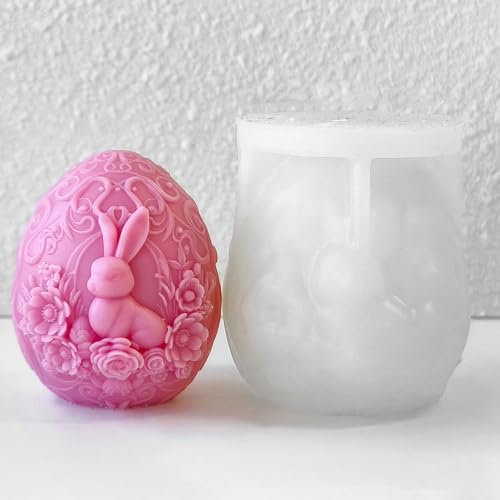 Osterei Silikonform, Silikonformen Gießformen Ostern, Geprägte Hasen Ei Förmige Silikon Kerzenform, Ei Silikon Kerzenform Für Aromatherapie Kerze, Osterform Gipsornament von Generisch