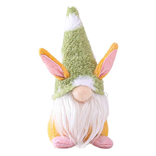 Osterhasen Figuren Frühling Osterzwerg Puppe Dekoration Osterhase Deko Gefüllte Gesichtslose Puppe Dekorationen Frühlingsdeko Farmhouse Kitchen Deko Gesichtslose Tischdekoration (Green, One Size) von Generisch