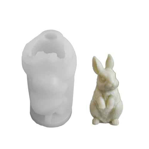 Ostern Kaninchen Silikonform,Silikonform 3D Osterhase Silikonform Kerzenformen Ostern Kaninchen für Tortendeko Osterhasenkerze Süße Hasen-Aromatherapie-Kerzenornamente Umgedrehter Hase, Gips-01 von Generisch