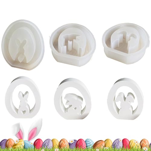 Ostern-Silikonform, 3D-Osterhasen-Silikonform, Set mit 3 Hasen-Formen | 3D-Kaninchen-Gießform, lebensmittelechte Harzform, Ornamente 3D für Epoxidharz, Kunsthandwerk von Generisch