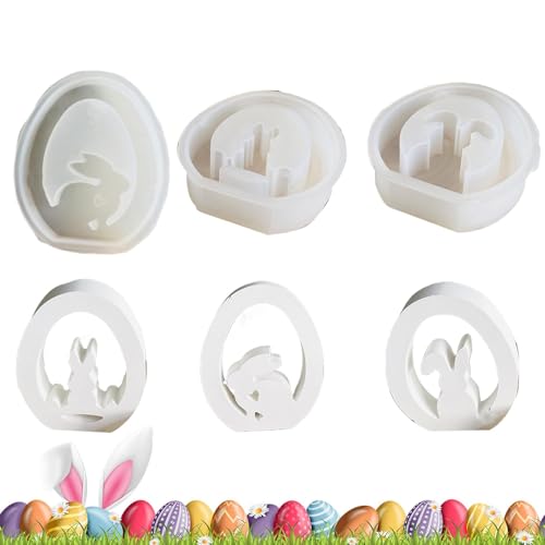 Ostern-Silikonform, 3D-Osterhasen-Silikonform, Set mit 3 Hasen-Formen | 3D-Kaninchen-Gießform, lebensmittelechte Harzform, Ornamente 3D für Epoxidharz, Kunsthandwerk von Generisch