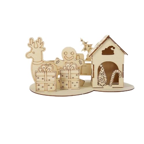 OxZ012 Weihnachtshütte Puzzle Dekoration Festliche Party Tischzubehör (B, 16 × 9 × 9 cm) von Generisch