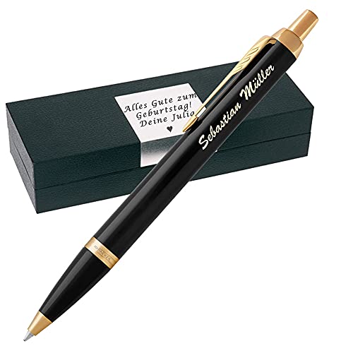 PARKER IM CORE Black Lacquer G.C. Kugelschreiber mit Gravur Geschenkverpackung mit Gravur Symbole möglich Geschenk für Prüfung Geburtstag Vatertag Muttertag Jubiläum PS78 von Generisch