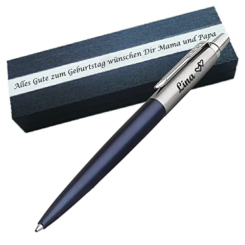 PARKER JOTTER CORE Royal Blue C.C. Kugelschreiber mit Wunschgravur Mittlere Spitze Blaue Tinte Geschenkbox mit Gravur Geschenk für Geburtstag Jubiläum Abschluss Prüfung PS109Box2 von Generisch