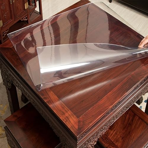 PVC Schreibtischunterlage Transparent Versch Größen,Tischfolie 1.5 Mm Tischdecke Transparent Wasserdicht, Tischschutz Folie Abwaschbar,Durchsichtige Schutzfolie Hochglanz Folie(20x24in/50x60cm) von Generisch