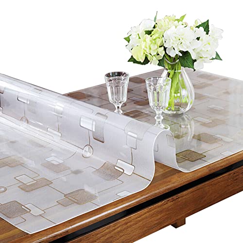 PVC-Tischschutz, transparent, Gittermuster, 1,5 mm dick, individuelle Größe, 90 x 260 cm, transparente, wasserdichte PVC-Tischdecke, Kunststoff-Esstischschutz, ideal zum Schutz Ihres Esszimmertischs von Generisch