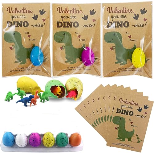 Pack of 24 Hatching Dinosaur Eggs Valentines Day Cards for Kids School Classroom Novelty Dino Toys Valentine's Day Exchange Gifts for Toddler Boy Girl Class Valentine Easter Party Favors (5 piece) von Generisch