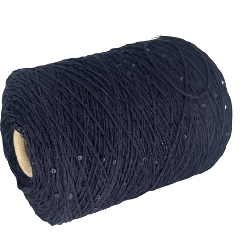 Pailletten 100% Merinowolle Konen Garn 400g | #2 SPORT WEIGHT | Luxuriöse Italienische Qualität für Hand- und Maschinenstricken, Häkeln, Weben und DIY-Basteln (Dunkelblau) von Generisch