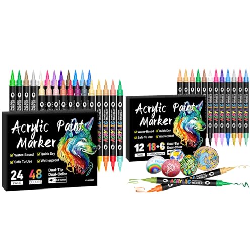 Paint Markers – Exquisites Geschenk Acrylfarben-Marker, hochwertige Tinte, baubare bunte Marker zum Malen, Malstifte für Künstler, Studenten und Bastel-Enthusiasten von Generisch