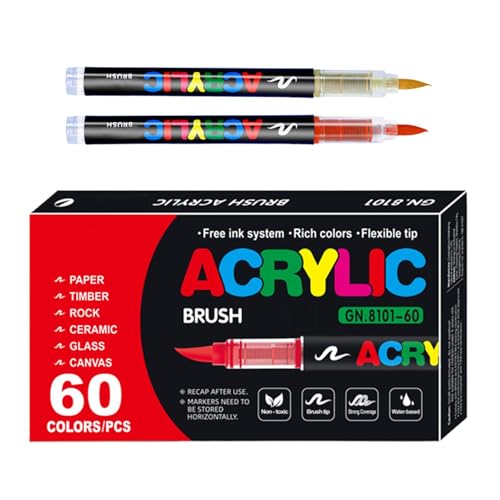 Painting Pen Paper, Acrylic Brush Markers, Soft Brush Tip Acrylic Marker Pens Set, Perfect for Drawing Art and Craft Supplies, 9.02x5.51x1.06 inches, 450g von Generisch