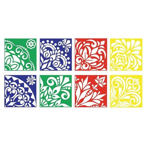 Painting on Walls Stencils, 8-Piece Flower Stencil Set, 23cm/9 inches, Reusable Design, Versatile Painting Templates for Door Mat, Tables, Cabinets, Pillowcases, Bags von Generisch