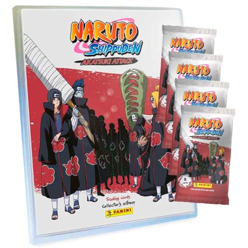 Panini Naruto Shippuden Karten - Akatsuki Attack Trading Cards (2024) - Sammelkarten - 1 Mappe + 4 Booster von Generisch