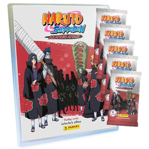 Panini Naruto Shippuden Karten - Akatsuki Attack Trading Cards (2024) - Sammelkarten - 1 Mappe + 5 Booster von Generisch