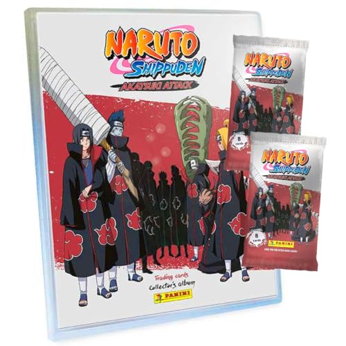 Panini Naruto Shippuden Karten - Akatsuki Attack Trading Cards (2024) - Sammelkarten - Auswahl (1 Mappe + 2 Booster) von Generisch