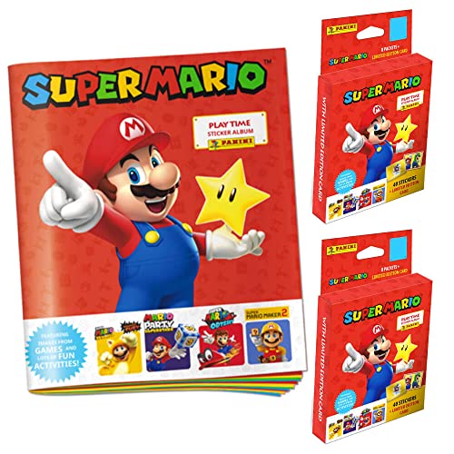 Panini Super Mario Sticker - Play Time (2023) - 1 Sammelmappe + 2 Blister Sammelsticker von Generisch