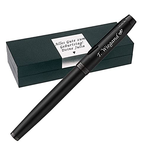 Parker IM Achromatic Matt Black BT Füllfederhalter mit Gravur als Geschenk mit Geschenkverpackung Gravur für Geburtstag Jubiläum Abschluss Prüfung PS96 von Generisch