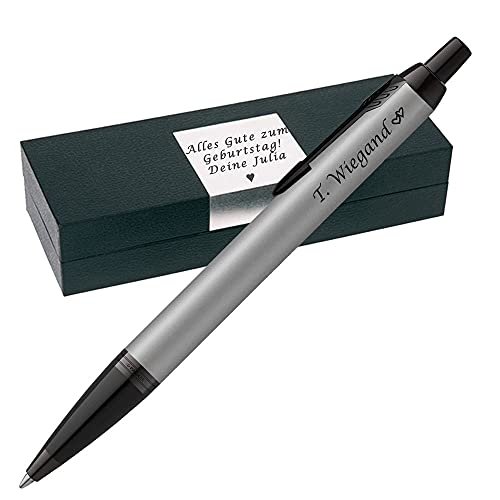 Parker IM Achromatic Matt Grey BT Kugelschreiber mit Gravur als Geschenk mit Geschenkverpackung Gravur für Geburtstag Jubiläum Abschluss Prüfung PS95 von Generisch