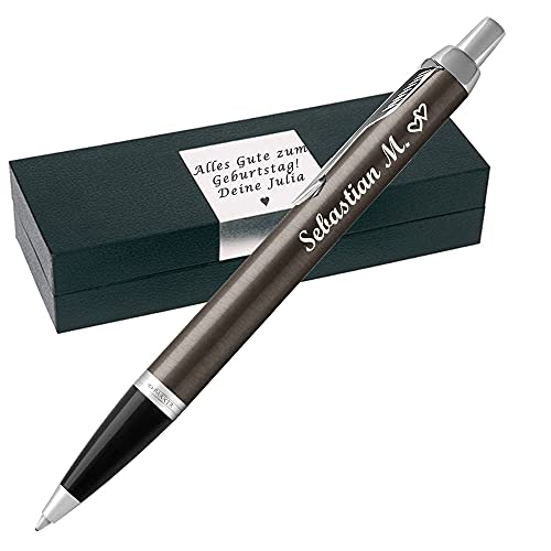 Parker - IM Core Dark Espresso C.C. Kugelschreiber mit Gravur Mine Blau Geschenkverpackung mit Gravur Symbole möglich Geschenk für Prüfung Geburtstag Einstand Jubiläum PS75 von Generisch