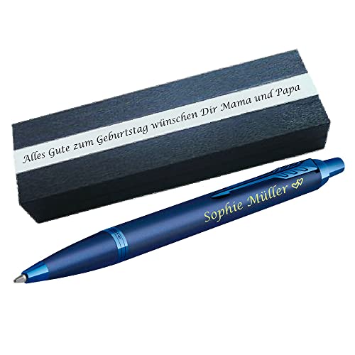 Parker IM Professionell Mono Blau | Kugelschreiber mit Gravur | Personaliserter Kugelschreiber mit Laser-Gravur | Stift mit Name graviert | Gravur Symbole möglich PS158Box2 von Generisch