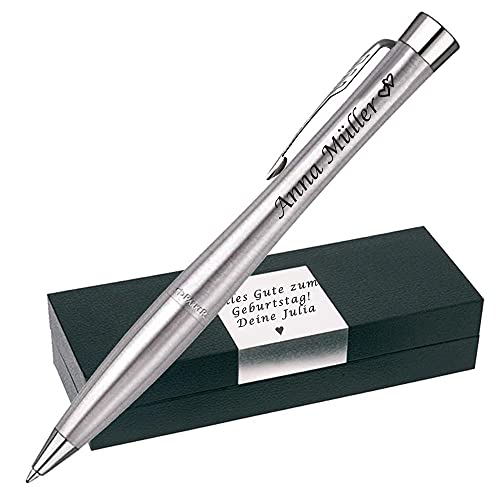 Parker Urban Core Kugelschreiber mit Gravur Metro Metallic CT Box mit Gravur Symbole möglich als Geschenk für Freundin Prüfung Geburtstag Jubiläum Einstand PS80 von Generisch