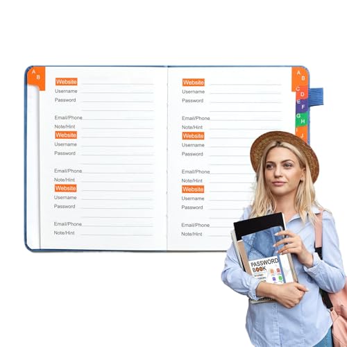 Passwort-Organizer, Passwortbuch mit alphabetischen Tabs - Hardcover-Passwort-Logbuch - 120-seitige Adressbücher für Senioren zum Aufzeichnen von Internet-Logins von Generisch