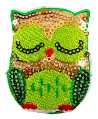 Patch Eule Owl Pailletten ca. 6 x 5 cm Aufbügler Aufnäher Lifestyle Deko GST 120 von Generisch