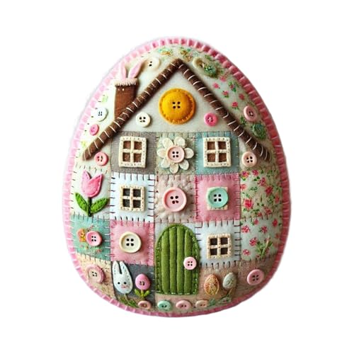 Patchwork Felt Egg House DIYs Kit | Eierhaus Set aus Filz | Patchwork Ostereier Materialpaket mit Anleitung für Erwachsene | Handgefertigte Bestickte Ostern Bastelornamente aus Filz für Dekoration von Generisch