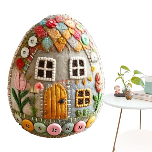 Patchwork Filz Eierhaus DIYKit, DIYPatchwork Filz Eierhaus Kükenhaus Bastelset mit Materialpaket, Anleitung | Handgefertigtes besticktes Osterset für Kinder und Erwachsene von Generisch