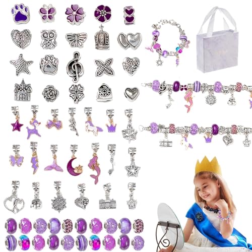 Perlen-Armband-Herstellungsset, Armband-Herstellungsset, Buntes Perlenarmband-Set für Kinder, Schmuckherstellungsset, Trendiges Charm-Armband-Halsketten-Set für Kinder, Perlen-Bastelset für Mädchen un von Generisch