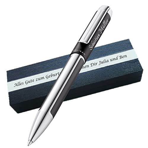 Personalisierter Pelikan Kugelschreiber Pura® K40 Anthrazit | Aluminium | Drehmechanik | Personalisierte Geschenkobox als Geschenk & Symbole gravierbar PS141Box2 von Generisch