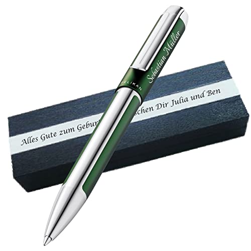 Personalisierter Pelikan Kugelschreiber Pura® K40 Deep Greeen | Aluminium | Drehmechanik | Personalisierte Geschenkobox als Geschenk & Symbole gravierbar PS144Box2 von Generisch