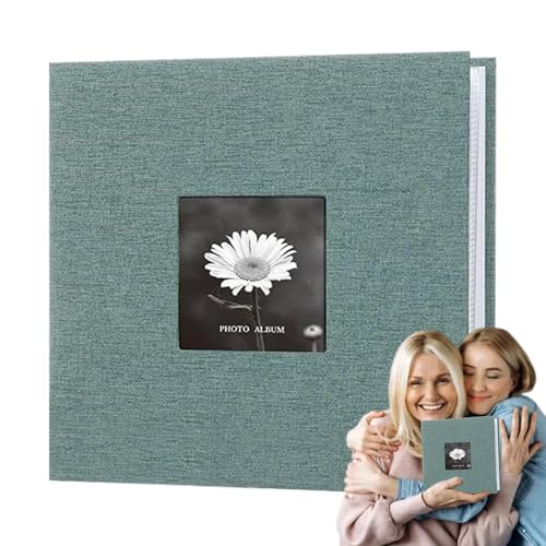 Photo Album Book, 4x6 Picture Storage, Linen Hardcover Scrapbook, 200 Pockets Large Capacity, with Front Window for Wedding Family Travel Memories. Black Gray Light Green Navy Blue von Generisch