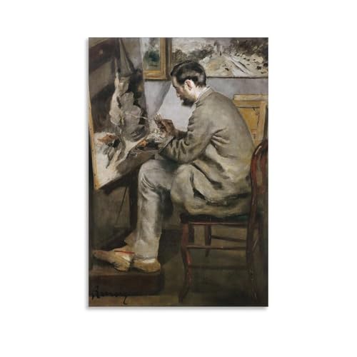 Pierre Auguste Renoir druckt Frédéric Bazille an seiner Staffelei, Wandkunst, Gemälde, Poster, Kunstwerke, Leinwand-Poster, Wandkunstdrucke, moderne Dekoration, 30 x 45 cm von Generisch