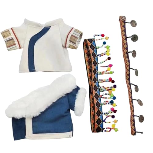 Plüsch-Puppenkleidung, 20 cm Puppenkleidung, Tibetische Kleidung Stofftierkleidung, Puppen-Anziehset, Outfit-Zubehör, Sammlungsdisplay für weiche Puppenkleidung zum Sammeln, Foto-Requisiten von Generisch