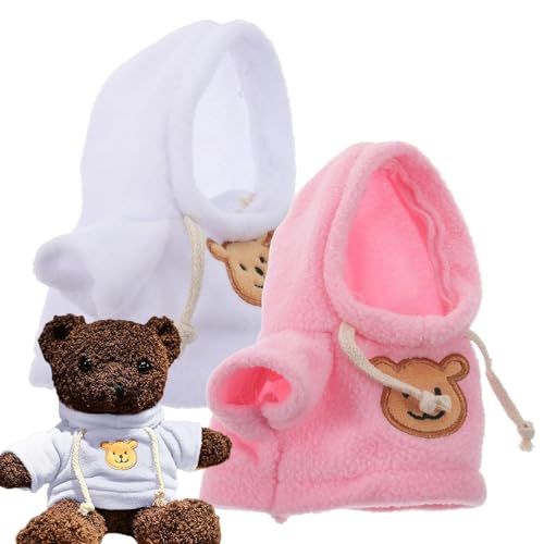 Plüschpuppenkleidung,Puppenkleidung Bär Hoodie | Plüschtier Bär Puppe Kleidungszubehör,2X Spielzeug-Rosa-Kleidung, Tier-Hoodie-Outfit für Zuhause, Kindergarten, Kindergarten von Generisch