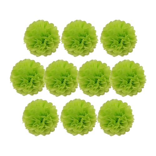 Pompons aus Seidenpapier, Blumenbälle für Hochzeitsdekoration, Partyzubehör, Bastelpapier, Blumen-Pompons, Limettengrün, 10 Stück, 12 x 30 cm, 10 Stück von Generisch