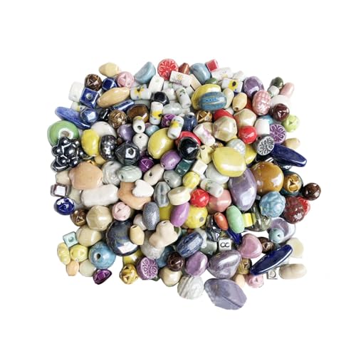 Porzellan-Perlen, buntes Perlen-Set, Auffädelkugel-Armbänder, Armbänder, gemischte Farben, Abstandshalter, großes Loch, Feengarten-Perlen-Set von Generisch